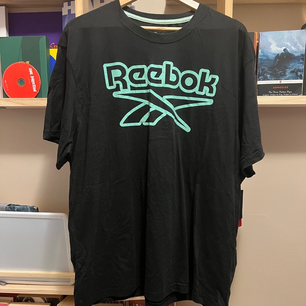 NWT Black T-Shirt with Mint Reebok Logo